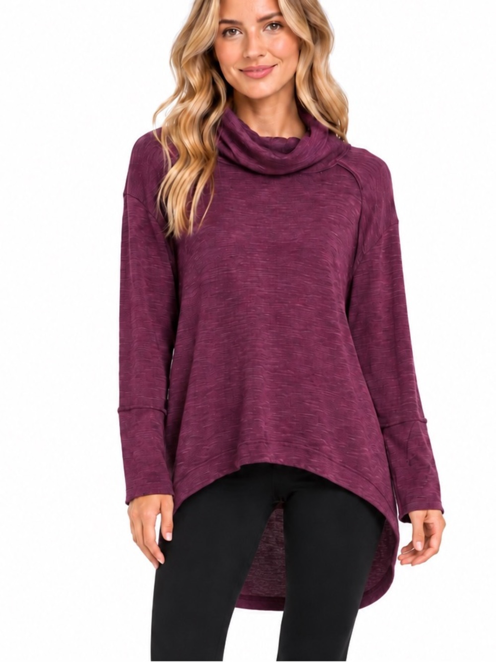Free People We the Free Split Back Turtleneck Sweater Size Medium purple